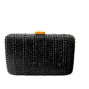 Classy Luxury Glamour Rhinestone Clutch Handbag with Gold Chain